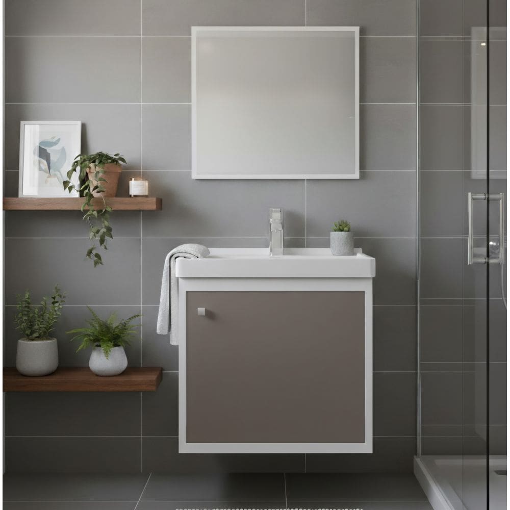 Kit Armário para Banheiro 40cm MDF com Cuba + Espelheira - Veneto