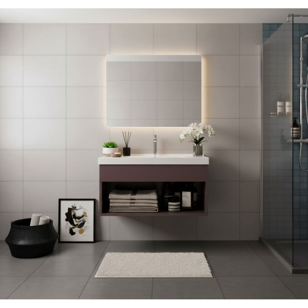 Gabinete Armário para Banheiro 60cm MDF com Cuba - Zoff Gianduia