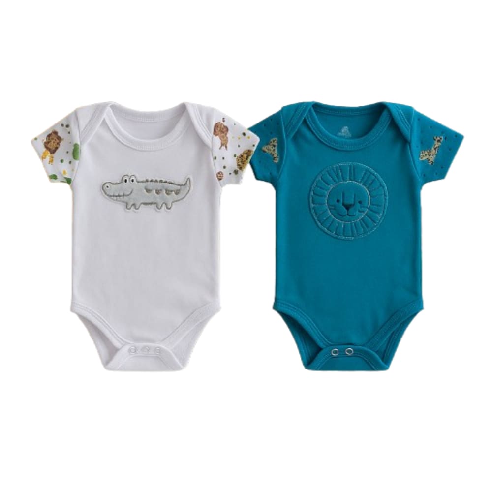 Kit 02 Peças Bodie Body Bebe Infantil Manga Curta Estampada