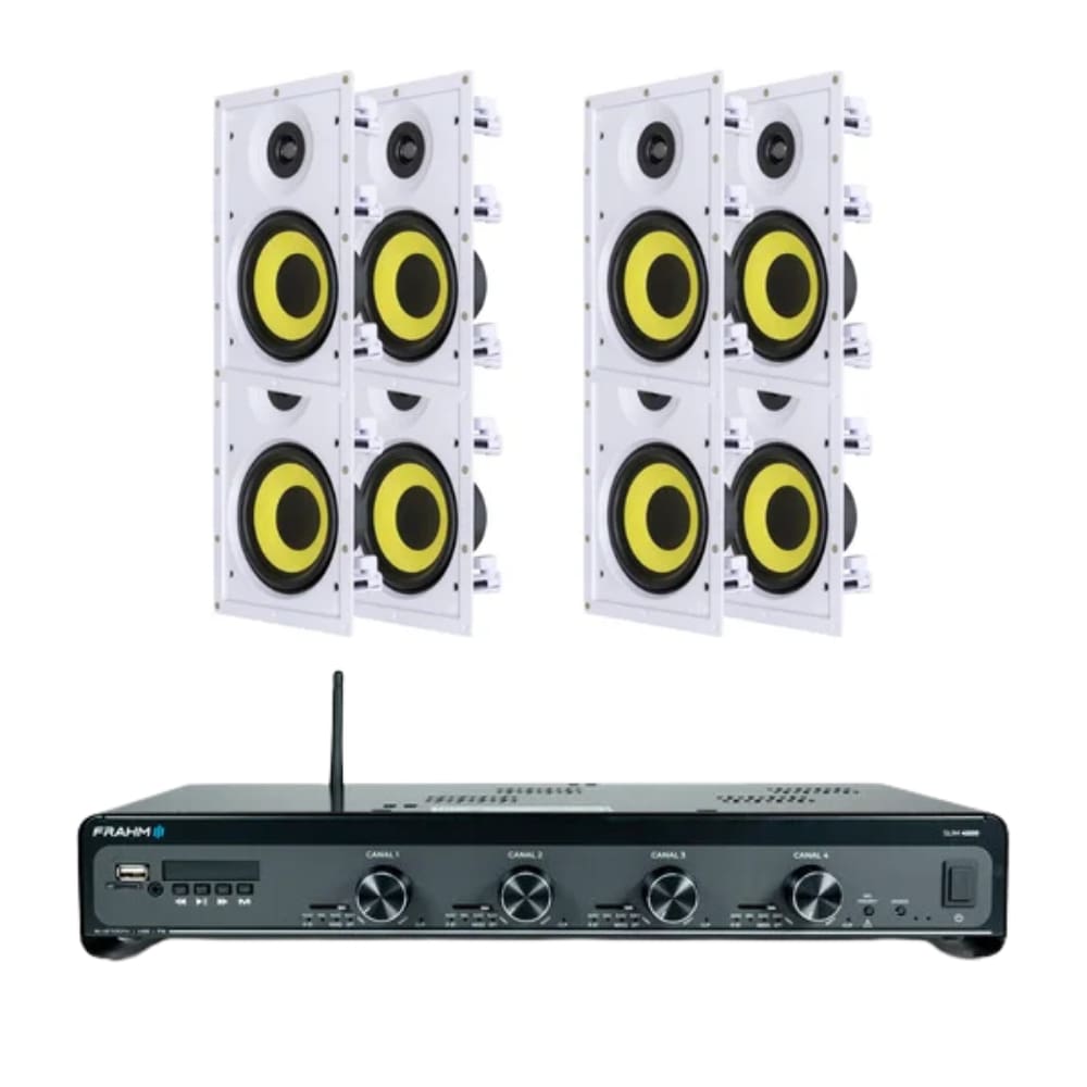 Kit Amplificador Slim 4500 G5 Frahm + 8 Arandelas Ci6R PLUS