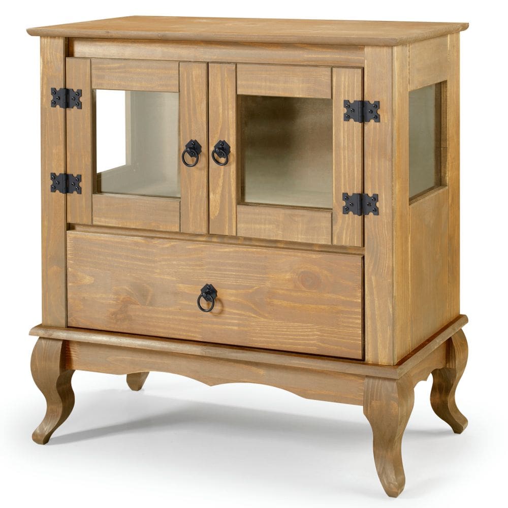 Balcão V.itrine 2 Portas 1 Gaveta e V.idro Lateral Marrom