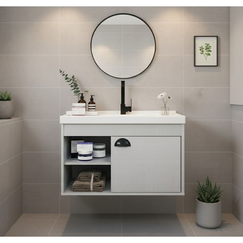 Gabinete Armário para Banheiro 60cm MDF com Cuba - Monza Lineo