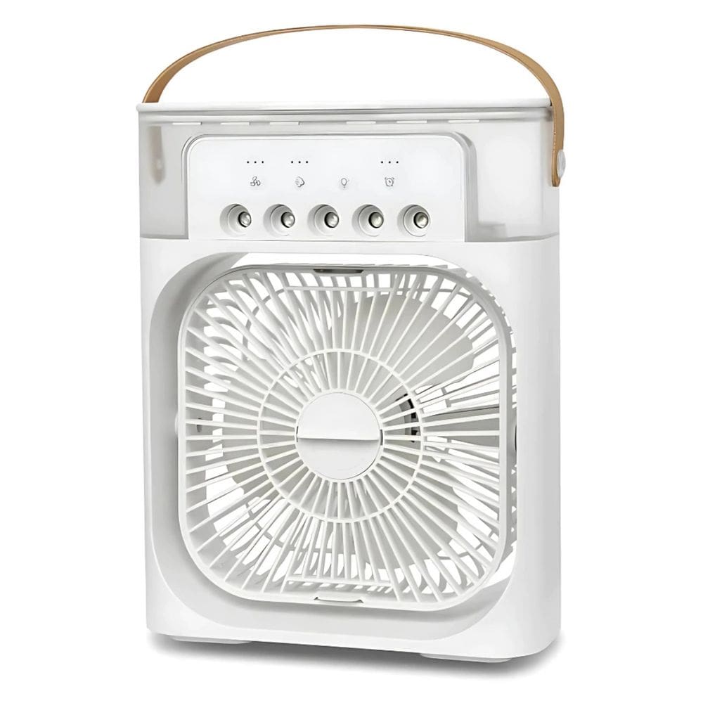 Climatizador Portátil 4 em 1: Ventilador, Umidificador, Aromatizador e LED