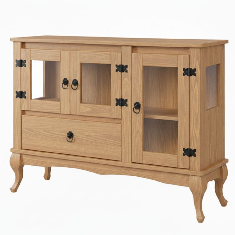 Balcão V.itrine 3 Portas 1 Gaveta e V.idro Lateral Marrom