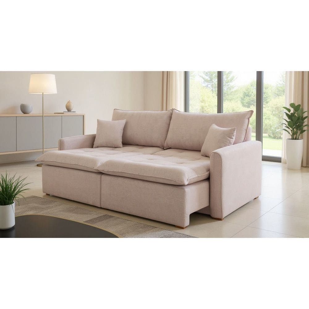 Sofá Cama Roma 100% Rebatível e Retrátil Luxo com Almofadas Decorativas e Sem Caixa 2,30M