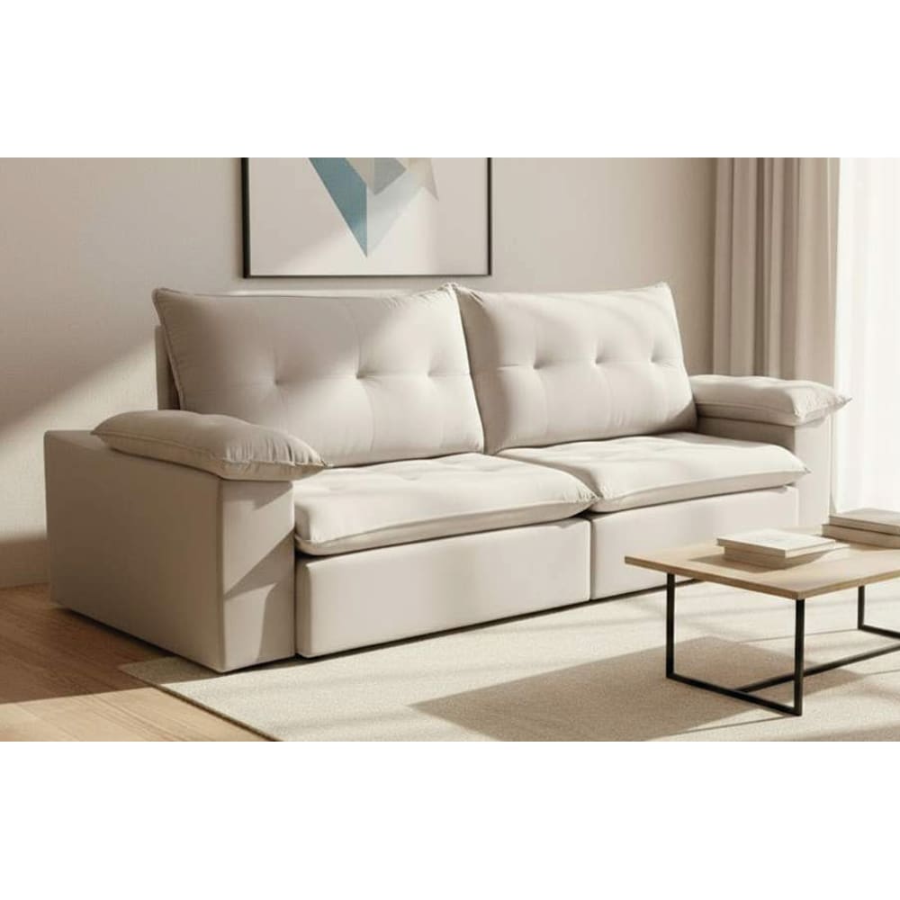 Sofá Luxo Dubai Retrátil e Reclinável Pillow 18cm Molas Ensacadas e Braços Almofadados 2,50M