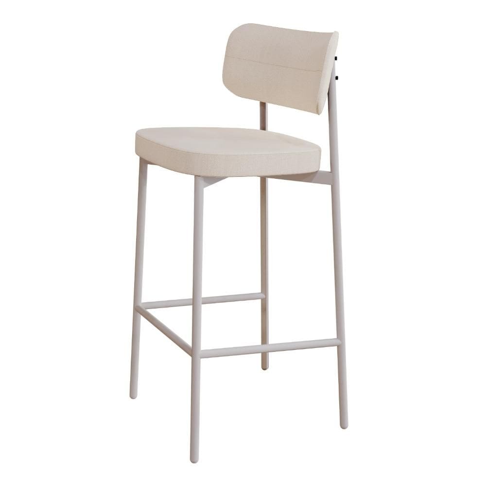 Banqueta Alta Tecido Sintetico Alloa Est. Branca