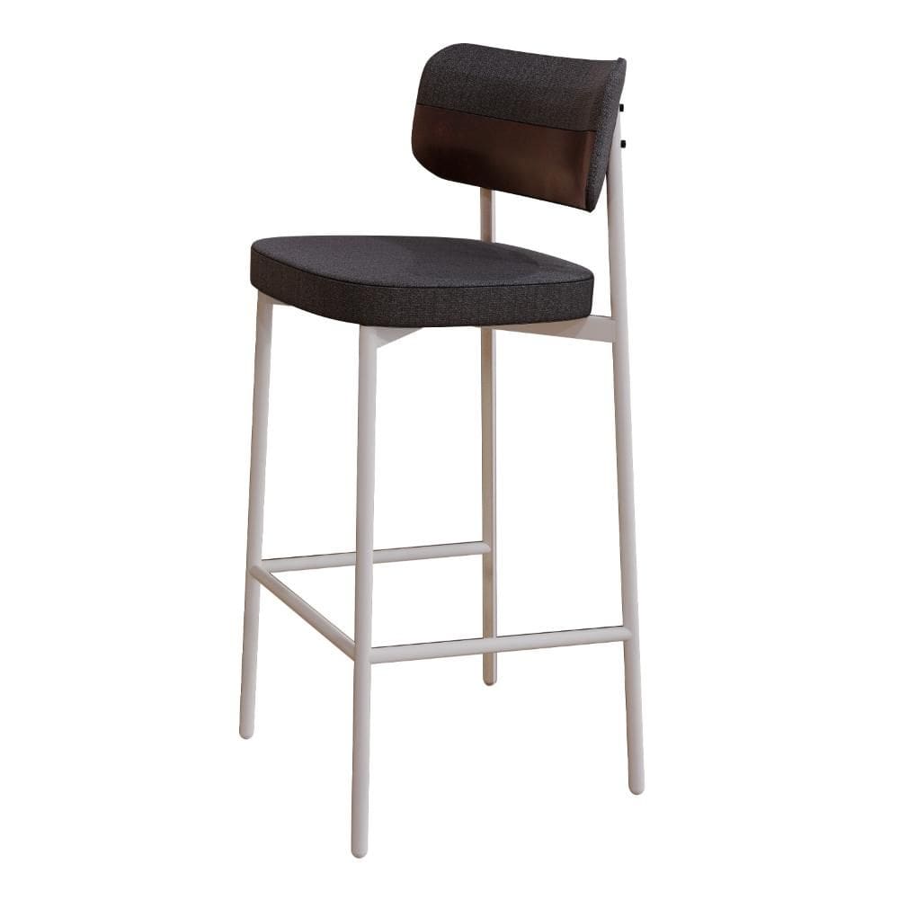 Banqueta Alta Tecido Mesclado Alloa Est. Branca