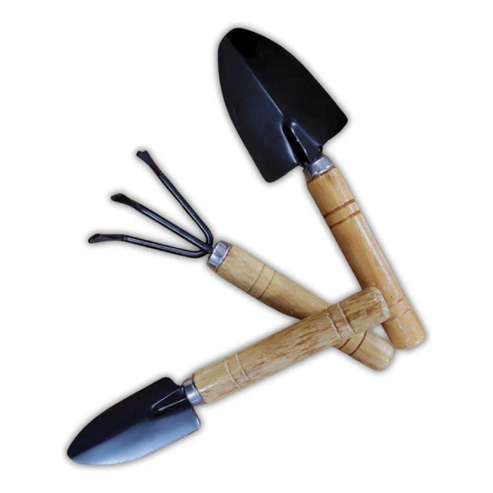 2X Kit Jardinagem Pás Em Aço Para Horta Jardim 18Cm 3 Peças