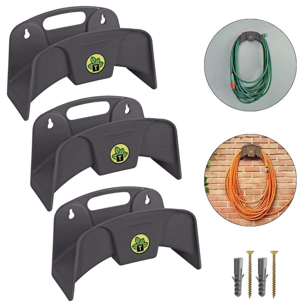 Kit 3 Suporte Plástico Fixo Enrolador Mangueira +Kit Fixação