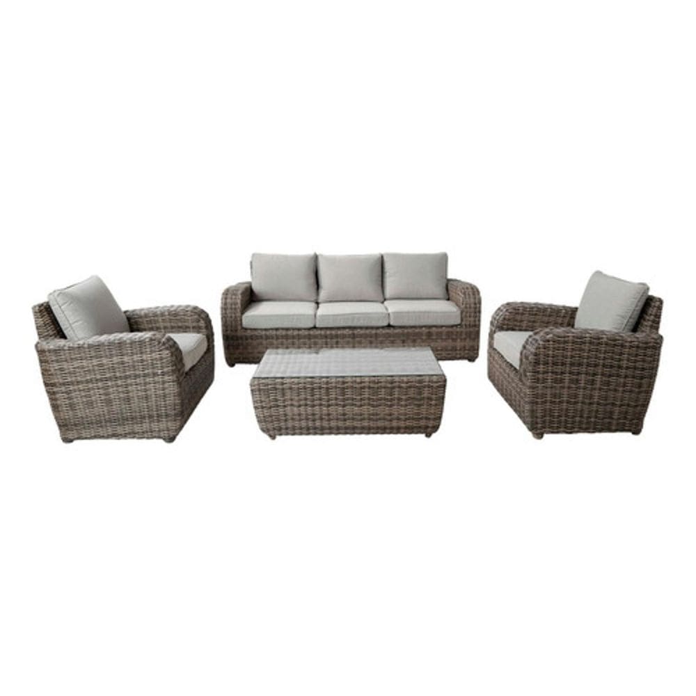 Conjunto De Estar Rattan 4 Pecas Sofa, Poltrona, Mesa