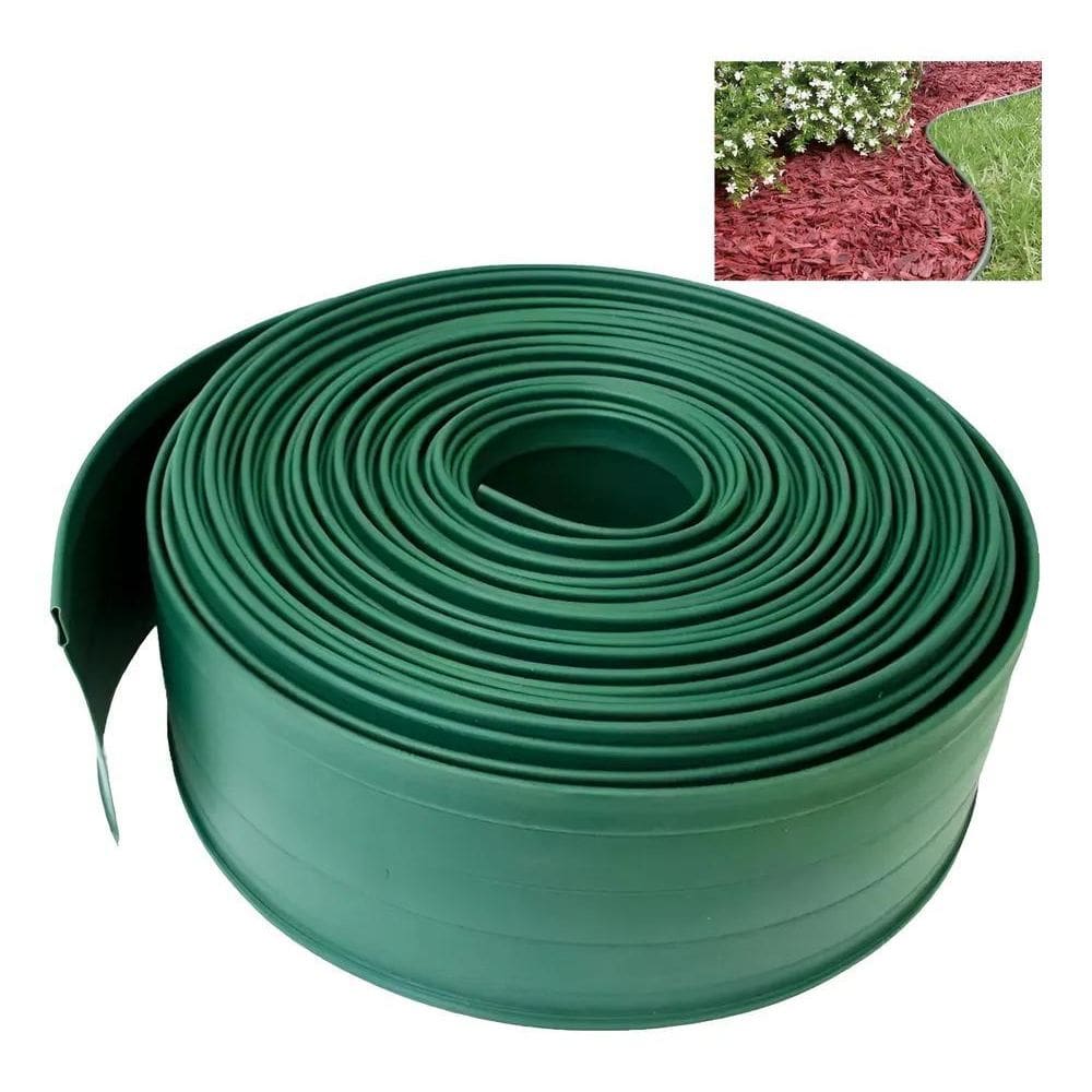 2X Limitador De Grama Separador 25 Mts 10Cm Altura Verde
