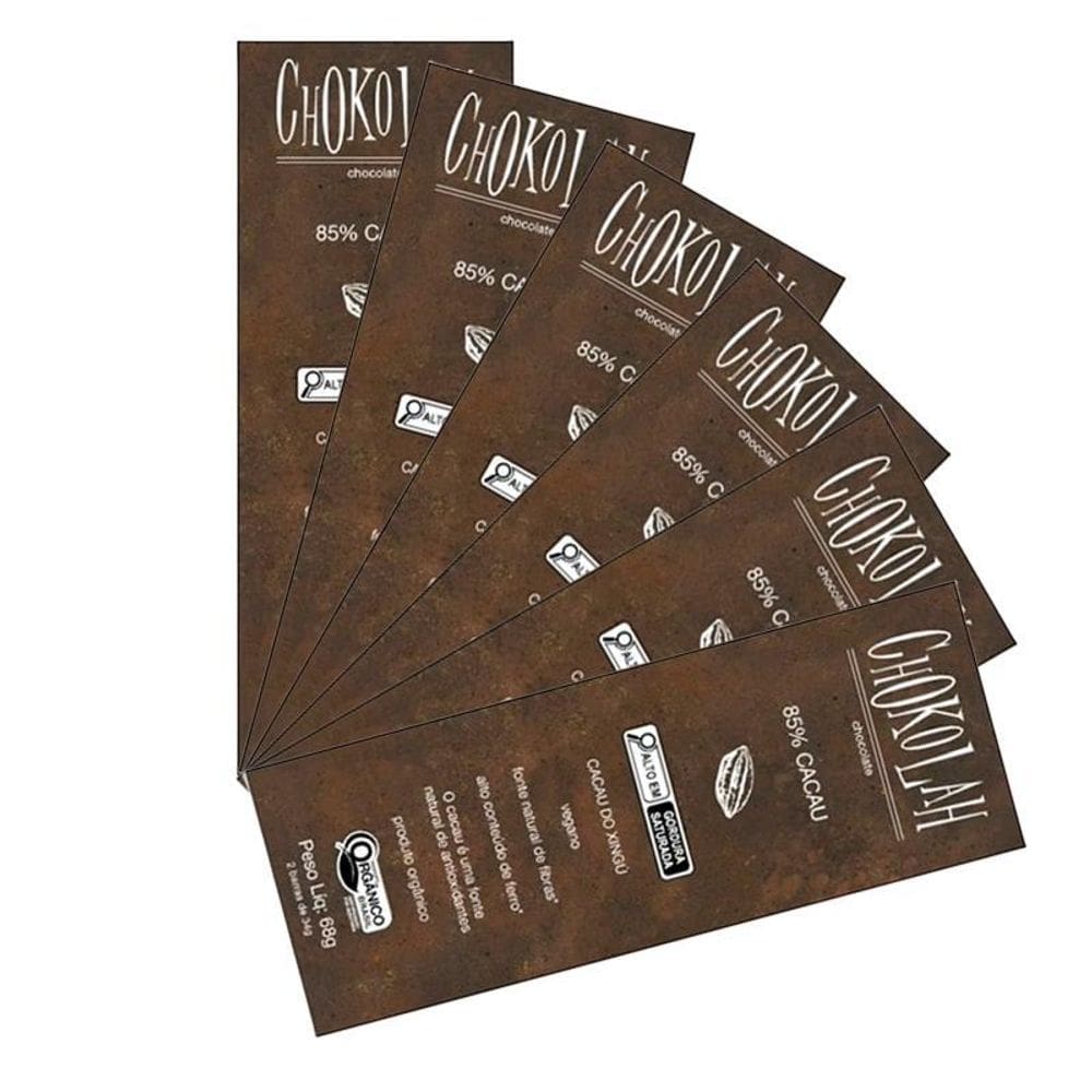 Kit 6X: Chocolate 85% Cacau Açúcar Demerara Orgânico