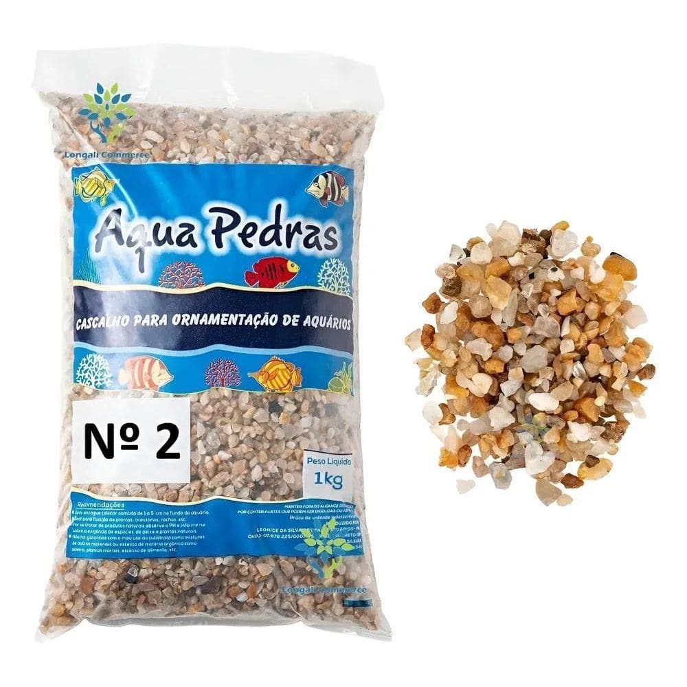 2X Cascalho De Rio Nº 2 Para Aquários 1Kg