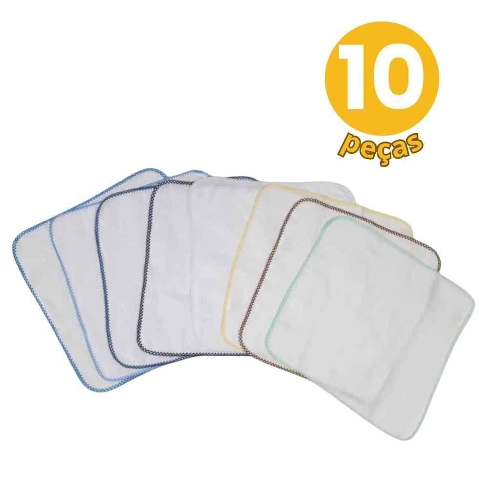 Kit 10 Fralda De Boca Masculino Quadriculada 33X33Cm Crochê