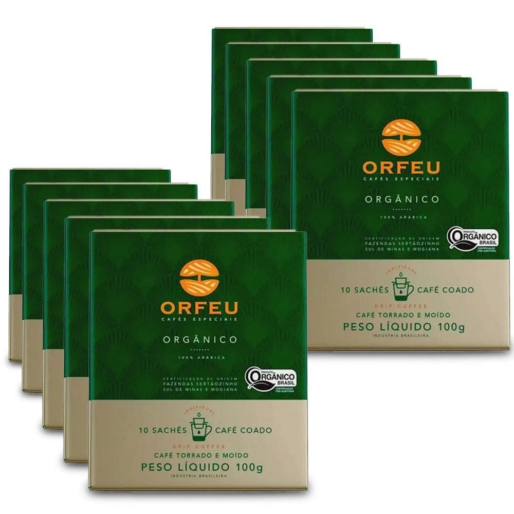 Café Orfeu Drip Coffee Orgânico Kit 10 Caixas