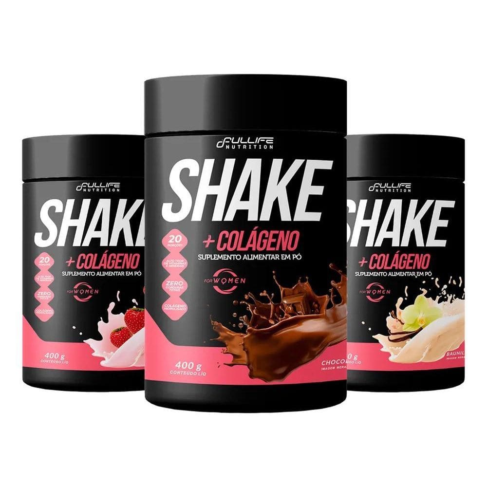 2X Shake Com Colágeno Zero Açúcar Sem Glúten Kit 3 Unidades