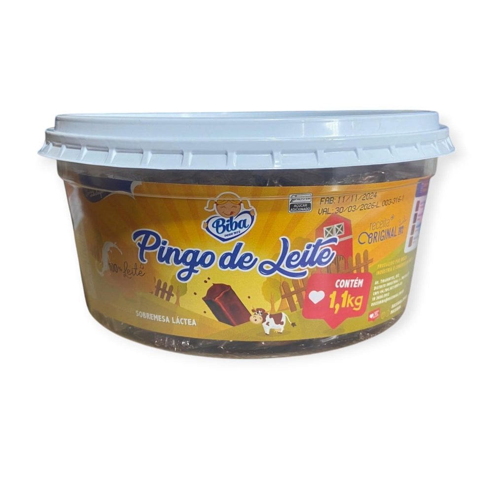Kit 4 Potes Com 50 Un Doce Pingo De Leite Biba 1,100Kg
