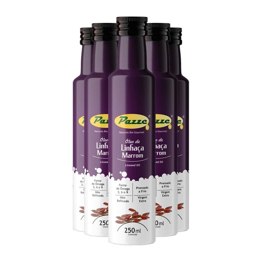 Kit 5 Óleo De Linhaça Marrom Extra Virgem Pazze 250Ml