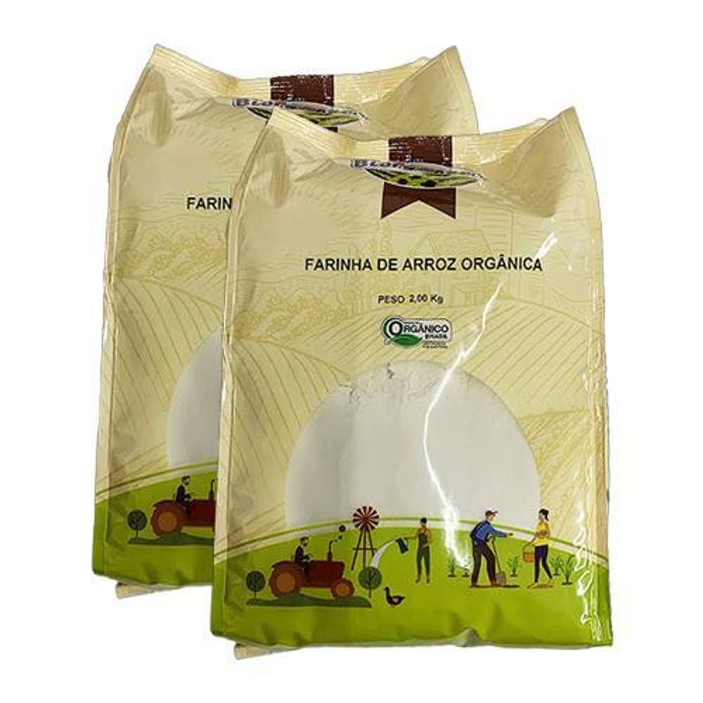 Kit 2X: Farinha De Arroz Orgânica Biorgânica 2Kg