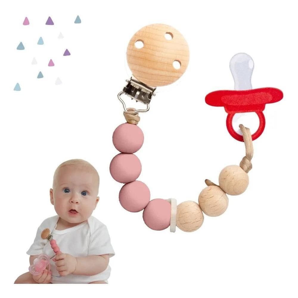 2X Prendedor De Chupeta Em Silicone Macio Bamboo Mordedor Bu