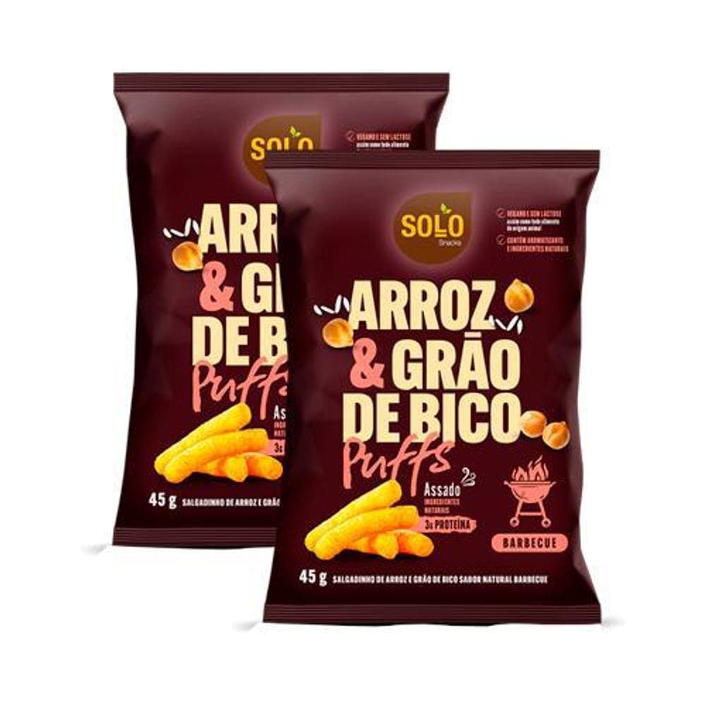 Kit 2X: Snack Puffs Arroz E Grão Bico Barbecue Solo Snacks