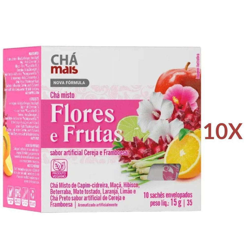 Chá Misto Flores E Frutas Cx. Com 10 Sachês Vegano, Kit 10