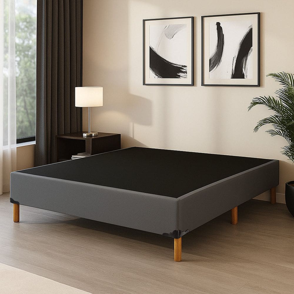 Base Cama Box Casal 39x138cm com 6 Pés Cinza