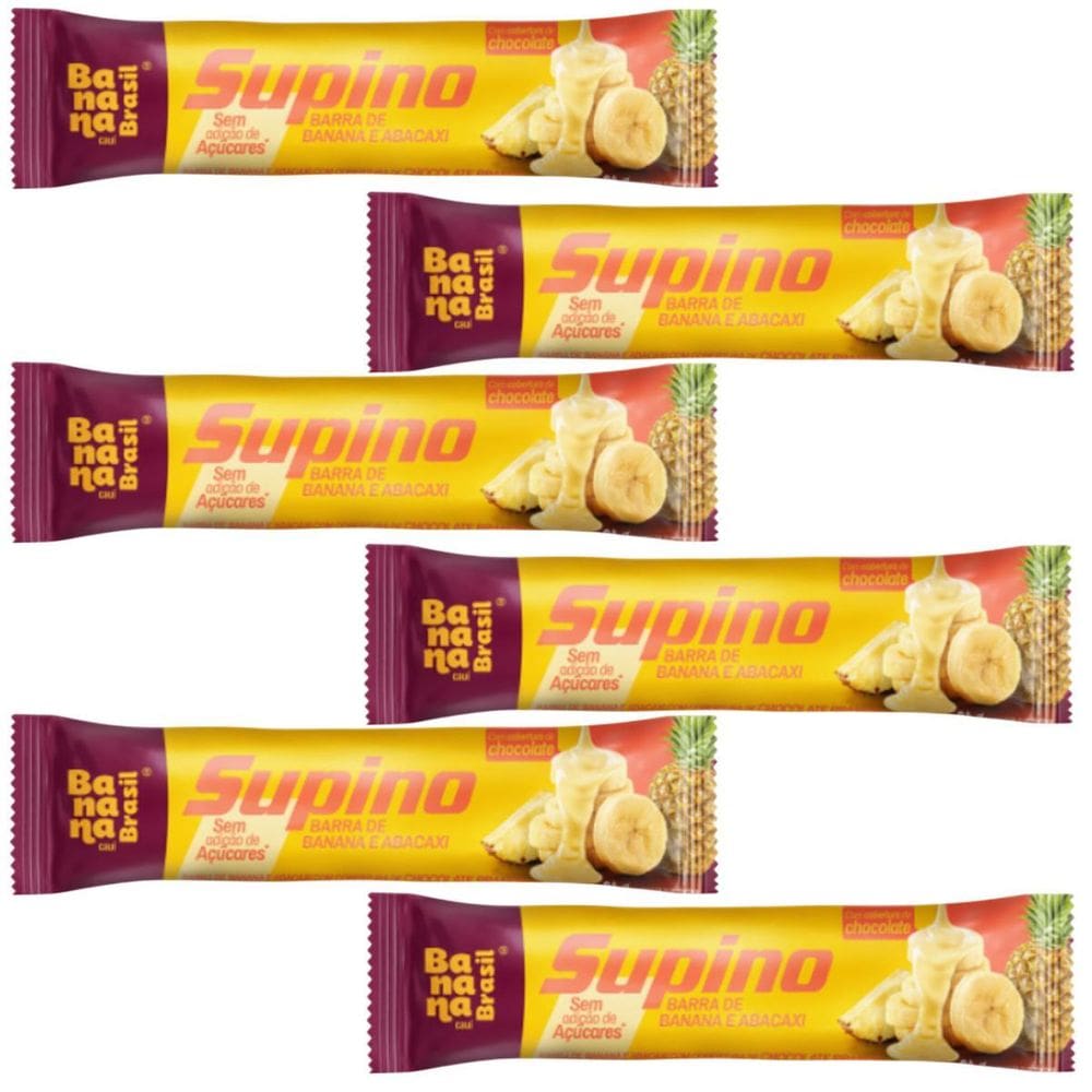 Kit 6 Barra Banana Abacaxi Choc Branco 24G Banana Brasil
