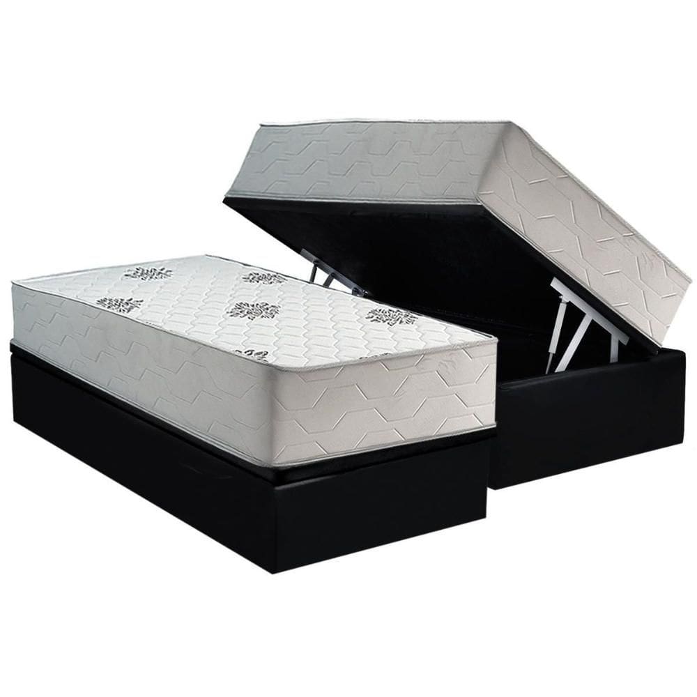 Cama Box Baú Solteiro + Colchão Ortopédico Inovaflex Comfort Premium