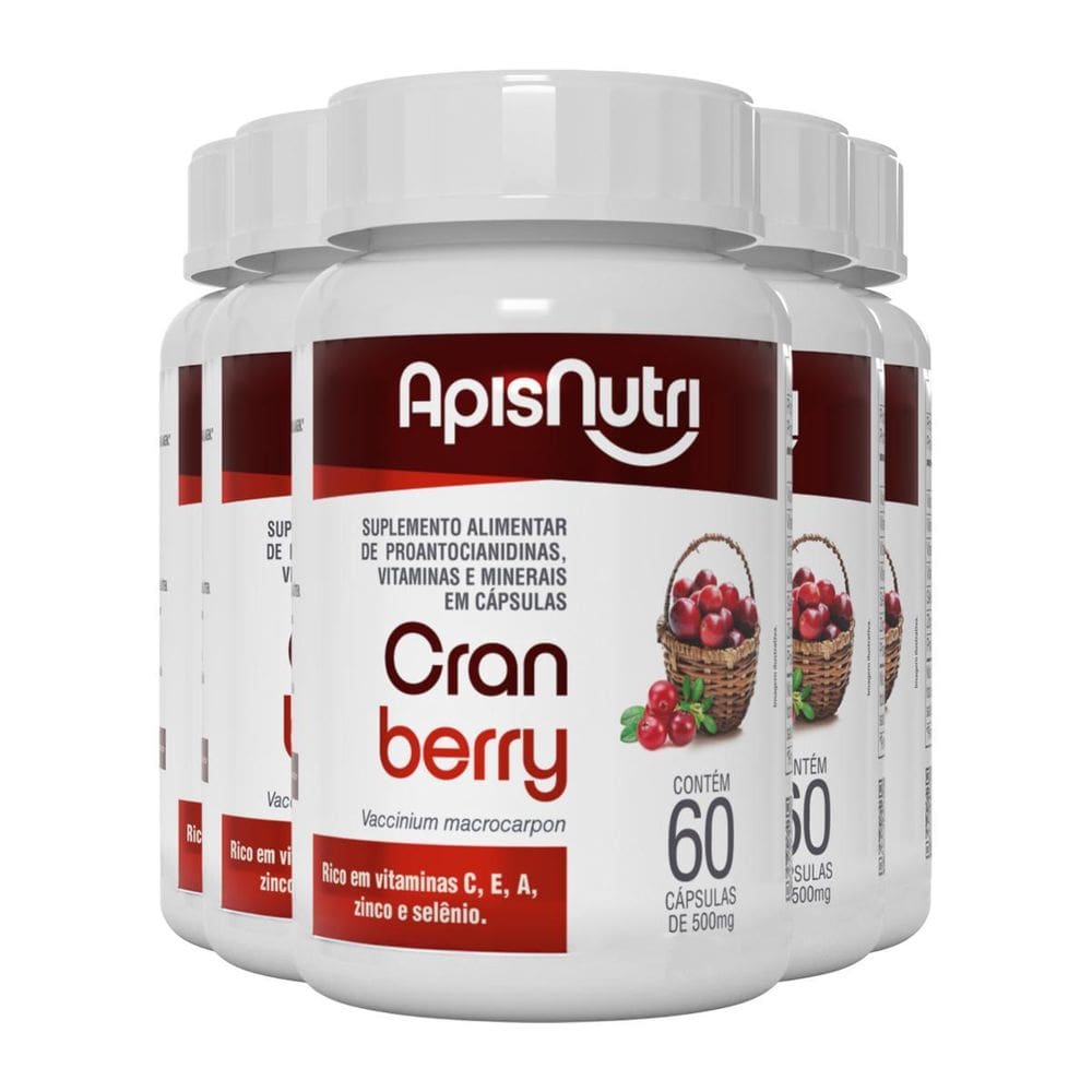 Kit 5 Cranberry Apisnutri 60 Cápsulas