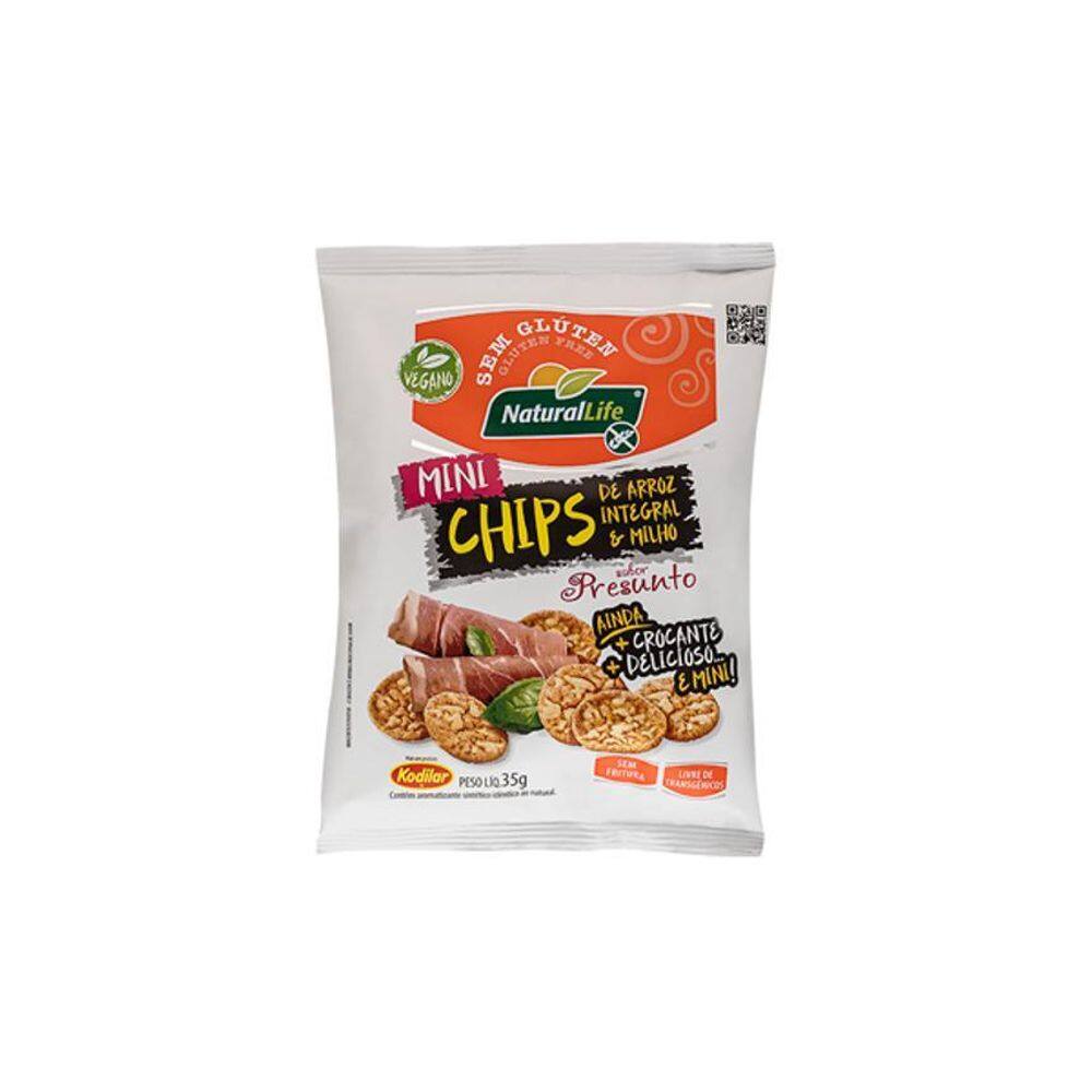 Mini Chips Arroz Integral Milho Presunto Sem Gluten 35G