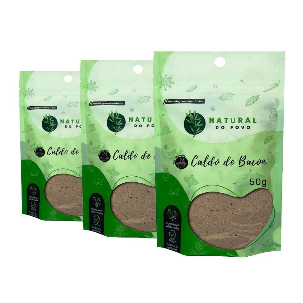 Caldo De Bacon Selecionado Qualidade Premium Kit 3 Pouch 50G