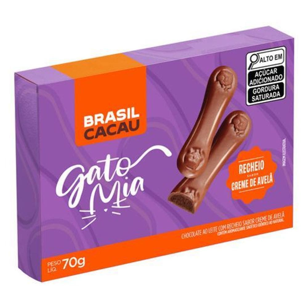 Chocolate Língua De Gato Mia Creme De Avelã Brasil Cacau 70G