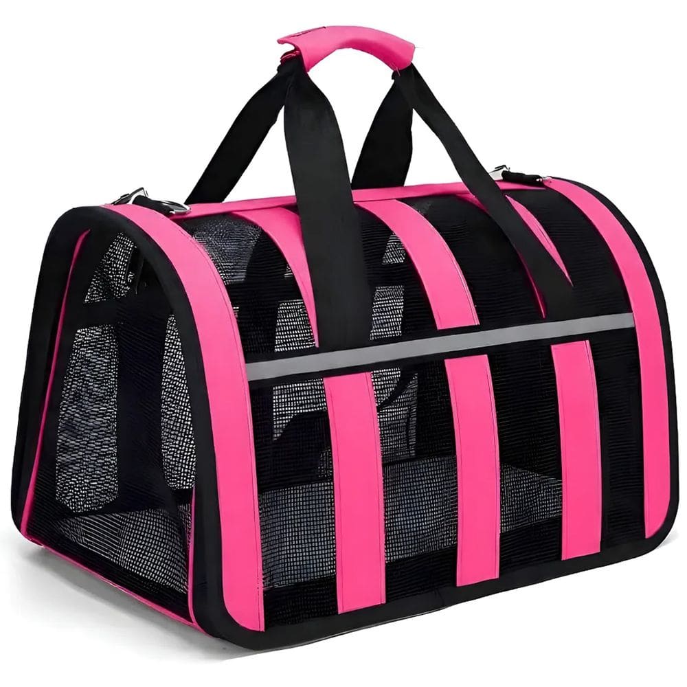 Bolsa Transporte Pet Gato Cachorro Cao Coelho Animais Estimaçao Viagem Passeio Mala Portatil Aviao Carro Faixa Refletiva