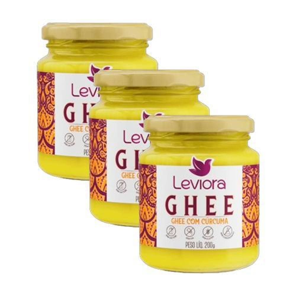 Kit 3X: Manteiga Ghee Com Cúrcuma Sem Lactose Leviora 200G