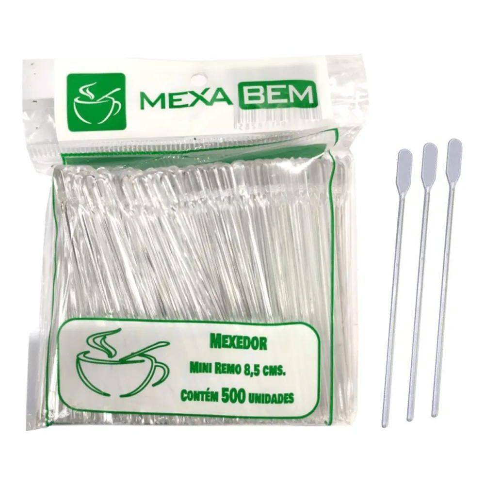 2X Mexedor De Cafe Tipo Remo Kit Com 2500 Unidades Transpare