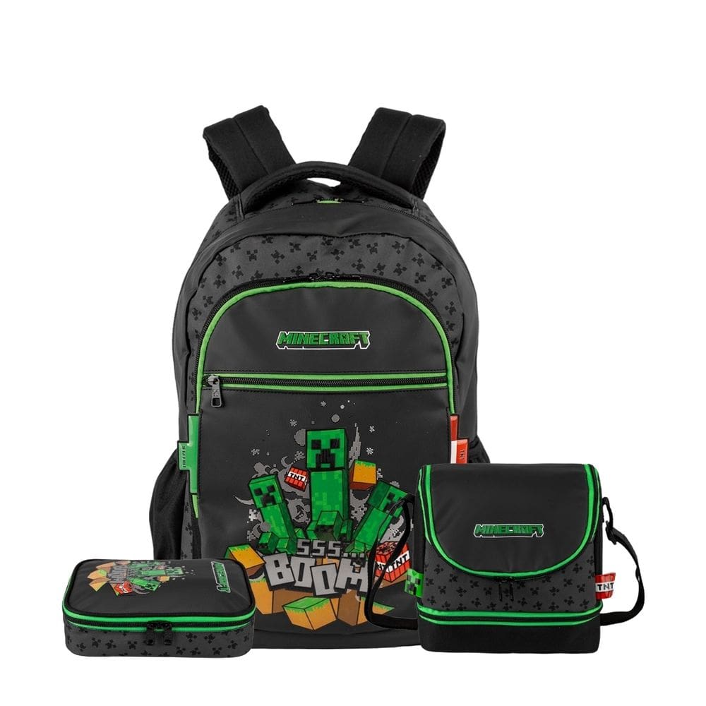 Mochila Costas Lancheira Térmica Estojo Box Minecraft Icons