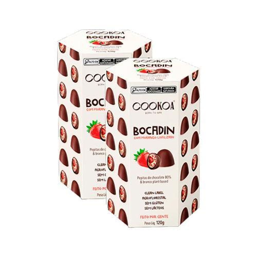 Kit 2X: Pepitas De Chocolate Bocadin Com Morango Cookoa 120G