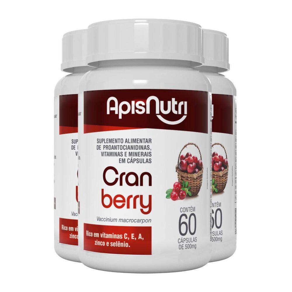 Kit 3 Cranberry Apisnutri 60 Cápsulas