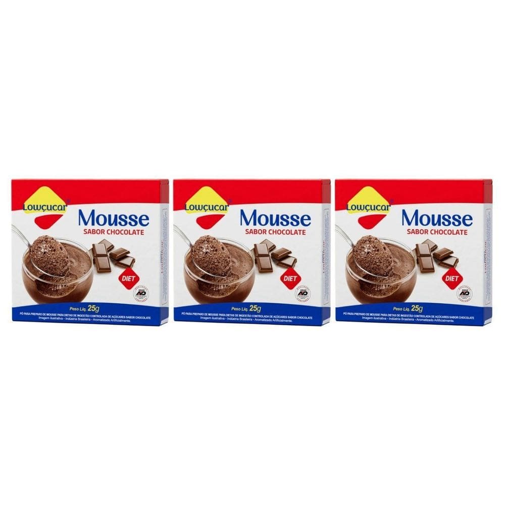 Kit 3 Mistura De Mousse De Chocolate Diet Zero 25G Lowçucar