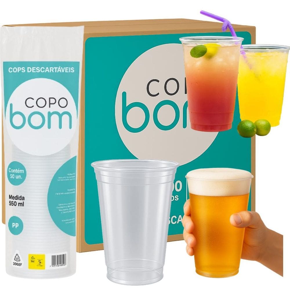 Caixa 20 Pacotes Copo 550Ml Liso Chop E Bebidas Com 1.000 Un