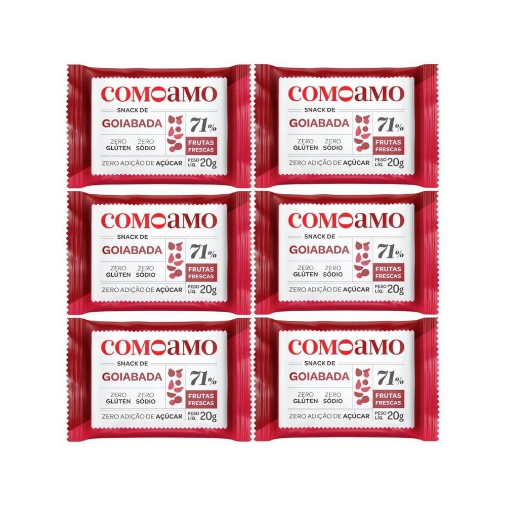 Kit 6 Goiabada Zero De Fruta Fresca Sem Gluten 20G Comoamo