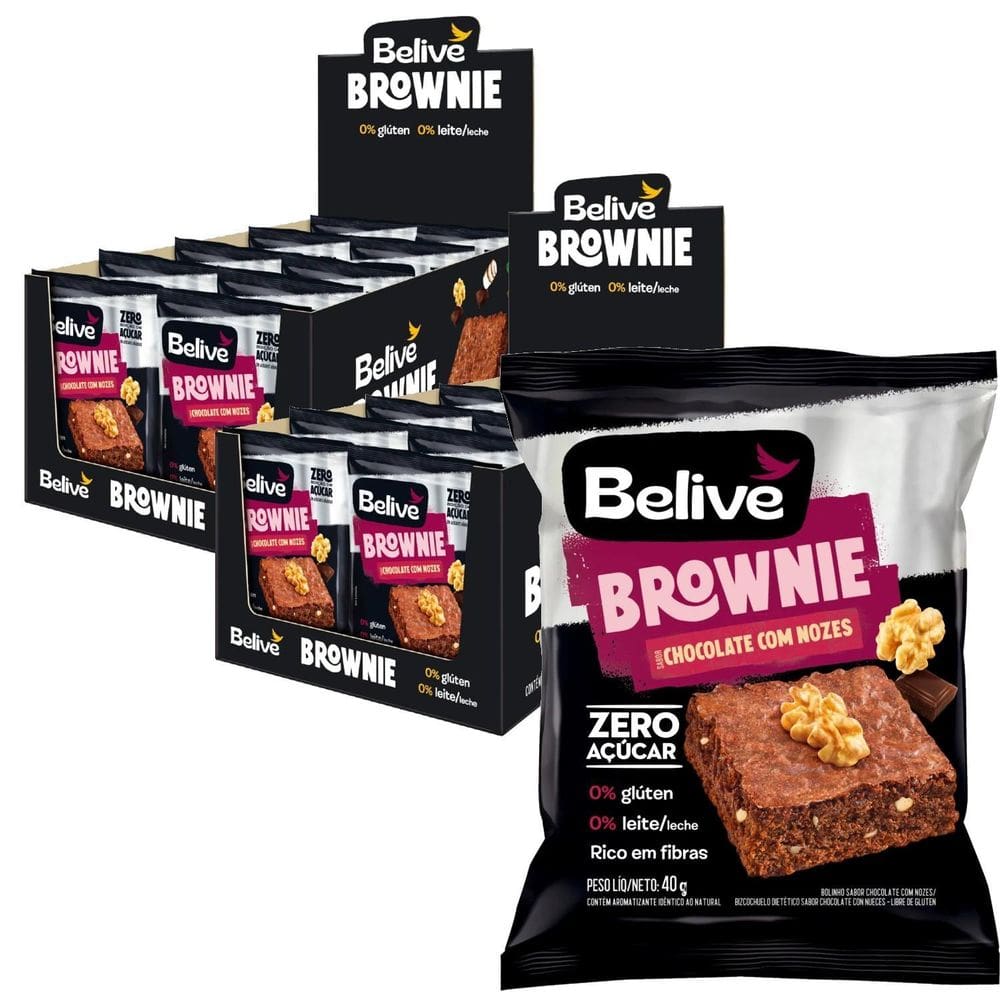 Kit Com 20Und Brownie Belive Chocolate Com Nozes Zero 40G