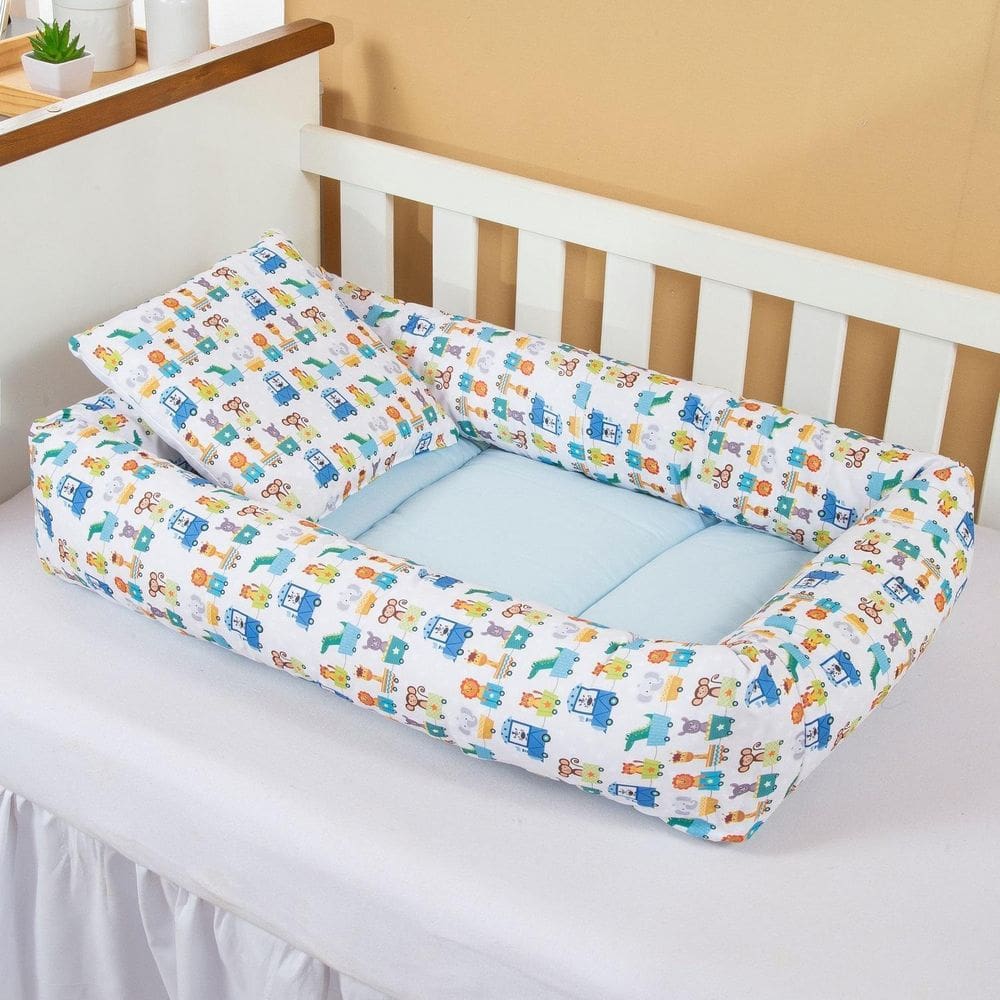 Ninho Redutor Com Almofada De Berço Bebê Menino Trenzinho