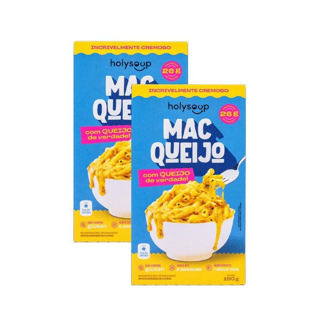 Kit 2X: Macarrão Macqueijo Sem Glúten Holysoup 190G