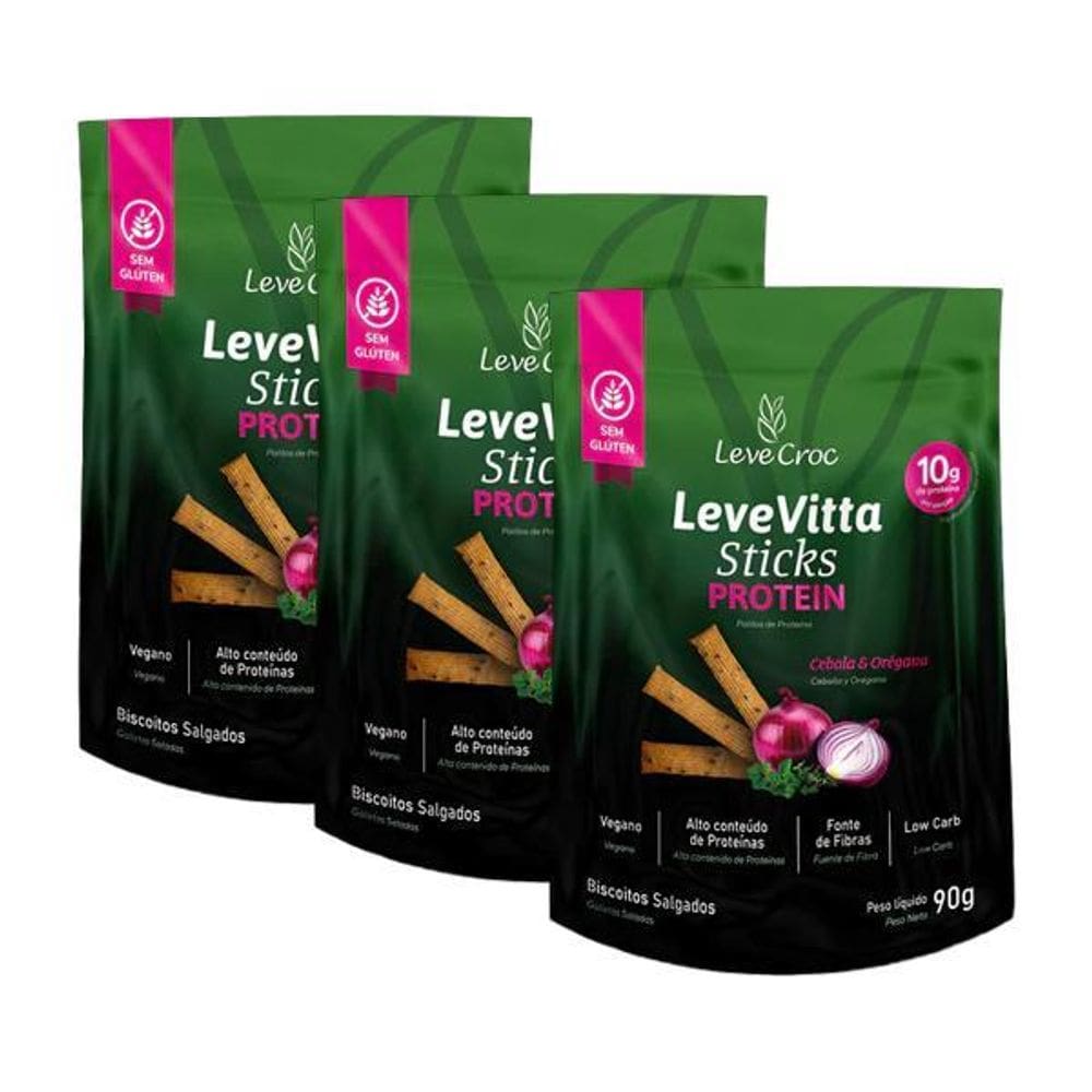 Kit 3X: Biscoito Leve Vitta Protein Cebola E Orégano Leve