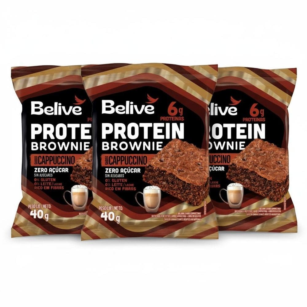 Kit 3 Brownie Protein Sabor Cappuccino Zero 40G Belive