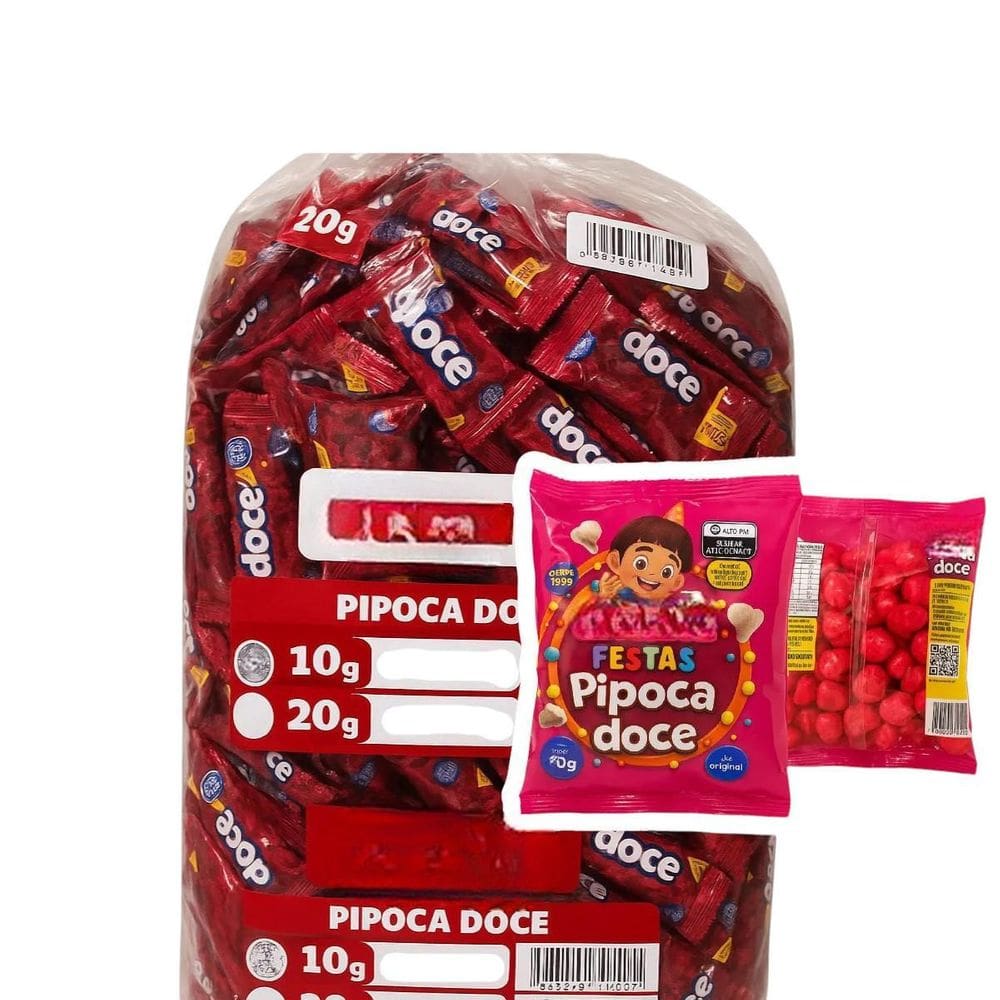 Kit 40 Mini Pipoca Doce De 10Gr Para Festas Snack Doce
