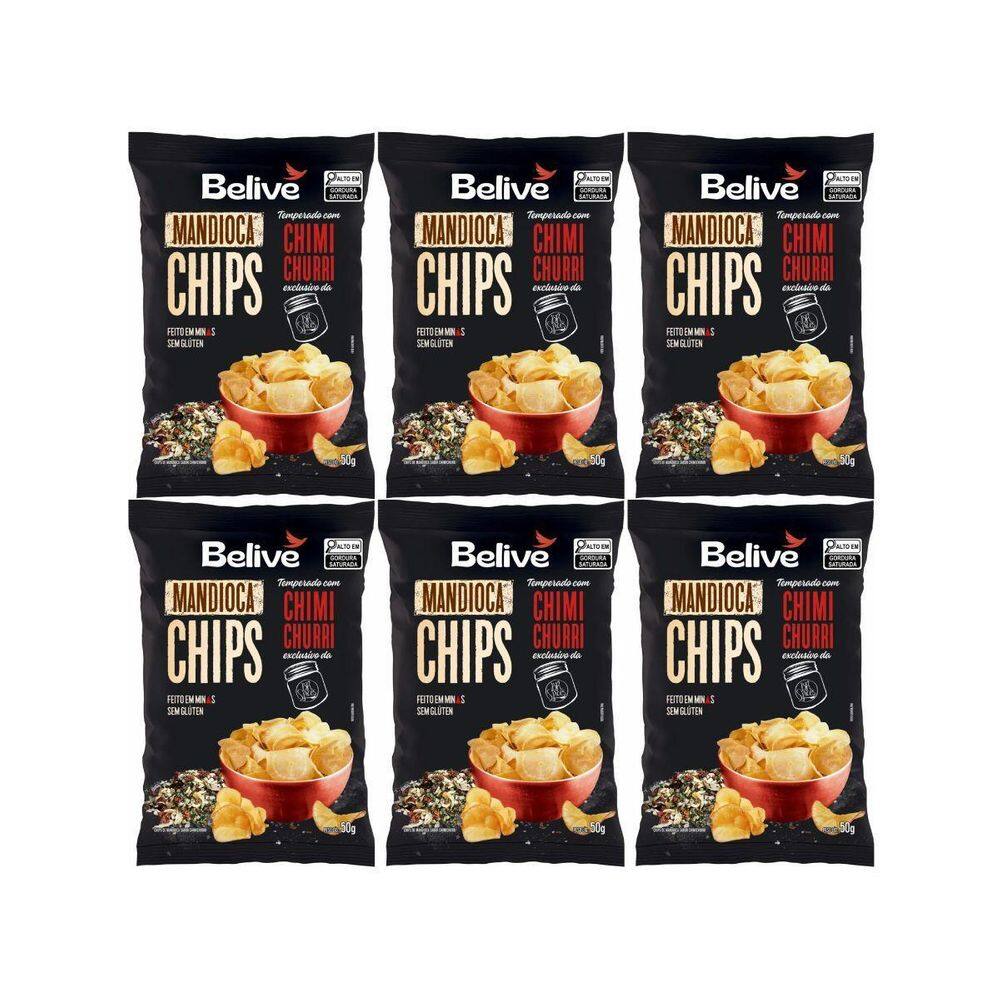 Kit 6 Chips De Mandioca Natural Chimichurri 50G Belive